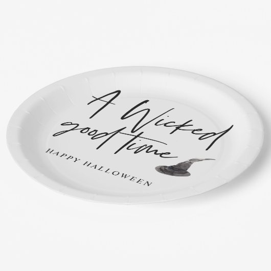 Modernes, schlechtes Zeitangebot | Frohe Halloween Pappteller (Schrägansicht)