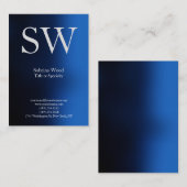 Modernes schlicht-blaues berufliches Monogramm Visitenkarte (Vorne/Hinten)