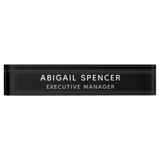 Modernes Schlicht Einfaches Schwarz-weißes Berufli Namensplakette (Vorderseite)