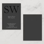 Modernes schlicht-Grauschwarz-Monogramm Visitenkarte (Vorne/Hinten)