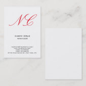 Modernes schlicht-minimalistisches weißes Monogram Visitenkarte (Vorne/Hinten)