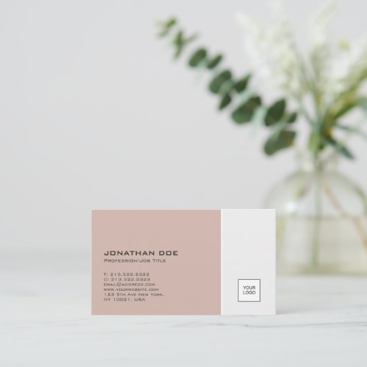 Modernes Schlicht mit Logo Berufliche elegante Far Visitenkarte (Stehend Vorderseite)