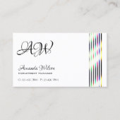 Modernes, Schlicht-weißes Dekor Streifen Monogramm Visitenkarte (Vorderseite)