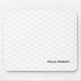 Modernes, Schlicht-weißes Monogramm-Muster Mousepad
