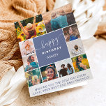 Modernes, schlichtes 10-Foto-Collage-Gitter Karte<br><div class="desc">Modernes,  dunkelblaues 10-Foto-Kollagengitter mit bearbeitbaren Farben und moderner Typografie.</div>