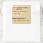 Modernes, schlichtes Beige-Kraft-Papier-Kerzensieg Quadratischer Aufkleber (Tasche)