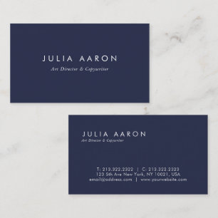 Modernes Schlichtes Berufliches Navy Blau und Weiß Visitenkarte