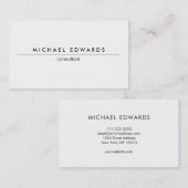 Modernes, schlichtes berufliches Weiß Visitenkarte (Vorne/Hinten)