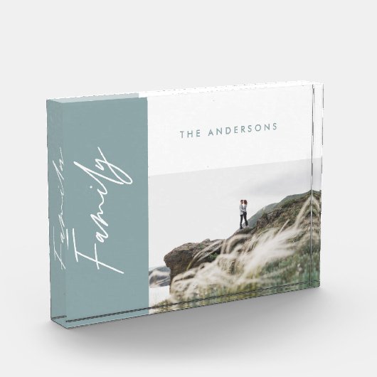 modernes, schlichtes, blaues Foto (Links)