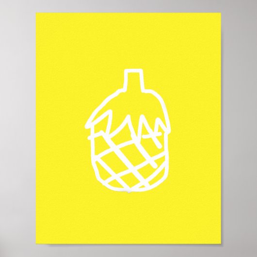 Modernes, schlichtes Design der Ananas-Kontur Poster (Vorne)
