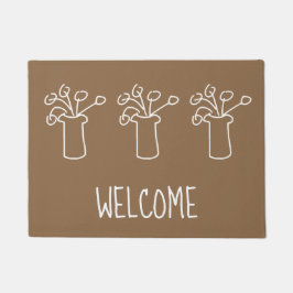 Modernes, schlichtes Design der Blume in Weiß Fußmatte