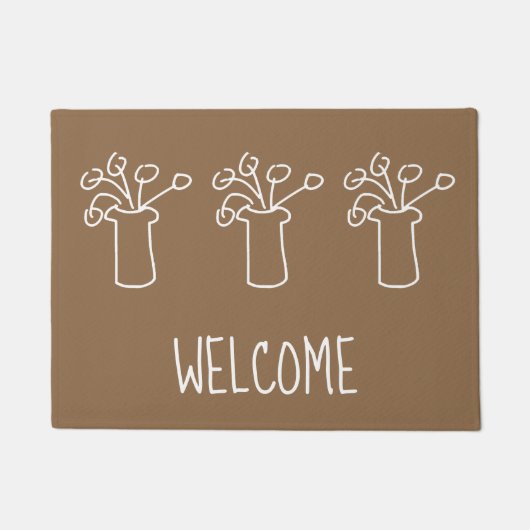 Modernes, schlichtes Design der Blume in Weiß Fußmatte (Vorderseite)