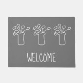 Modernes, schlichtes Design der Blume in Weiß Fußmatte (Vorderseite)