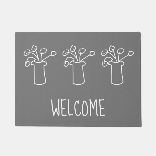 Modernes, schlichtes Design der Blume in Weiß Fußmatte (Vorderseite)