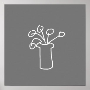 Modernes, schlichtes Design der Blume in Weiß Poster