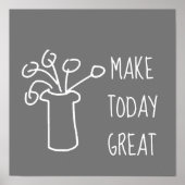 Modernes, schlichtes Design der Blume in Weiß Poster (Vorne)