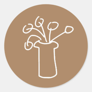 Modernes, schlichtes Design der Blume in Weiß Runder Aufkleber