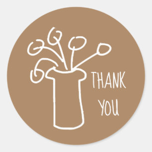 Modernes, schlichtes Design der Blume in Weiß Runder Aufkleber