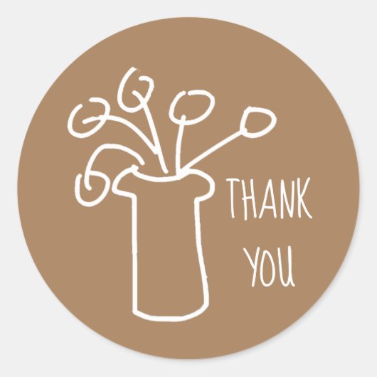 Modernes, schlichtes Design der Blume in Weiß Runder Aufkleber (Vorderseite)