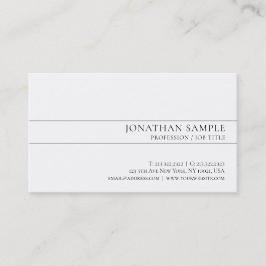 Modernes, schlichtes Design Schlicht Trends Visitenkarte (Vorderseite)