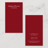 Modernes, Schlichtes, dunkelrotes Design Visitenkarte (Vorne/Hinten)