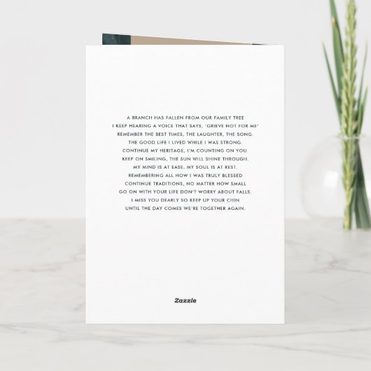 Modernes, schlichtes, elegantes Beerdigungsprogram (Rückseite)