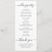 Modernes, schlichtes, elegantes Hochzeitsprogramm Programm (Rückseite)