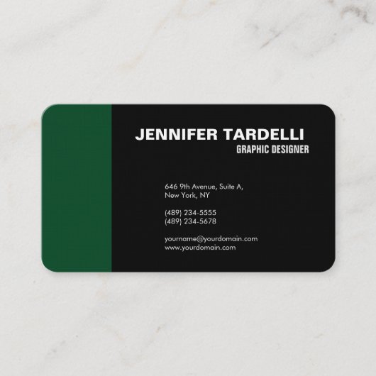 Modernes Schlichtes Elegantes Minimalistisches Grü Visitenkarte (Vorderseite)