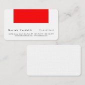 Modernes Schlichtes Elegantes Minimalistisches Rot Visitenkarte (Vorne/Hinten)