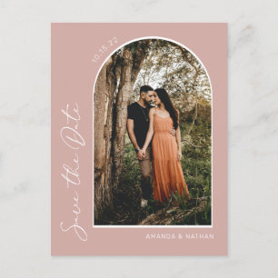 Modernes, schlichtes, elegantes Rosa Save the Date Ankündigungspostkarte