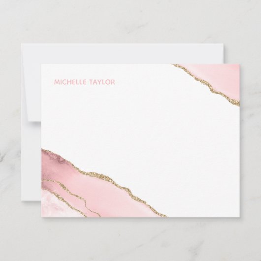 Modernes schlichtes elegantes Rosa-Tor Mitteilungskarte (Vorderseite)