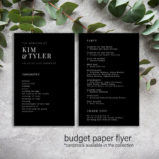 Modernes, schlichtes, elegantes Schwarzes Hochzeit Flyer