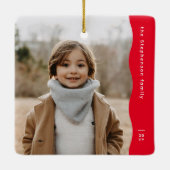 Modernes, schlichtes, Foto-weites Weihnachtsfest Keramikornament (Rückseite)