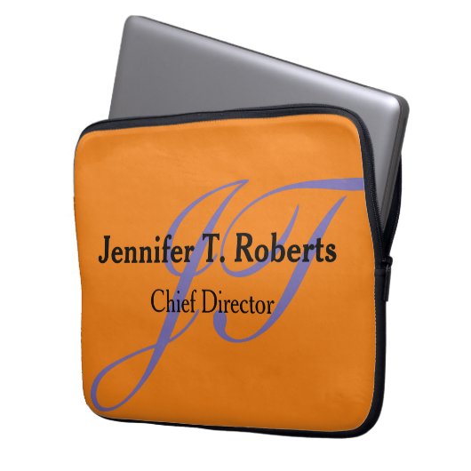 Modernes, schlichtes Grau-Script-Monogramm Laptopschutzhülle (Vorderseite Links)