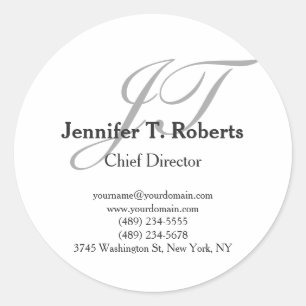 Modernes, schlichtes Grau-Script-Monogramm Runder Aufkleber