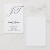 Modernes, schlichtes Grau-Script-Monogramm Visitenkarte (Vorne/Hinten)