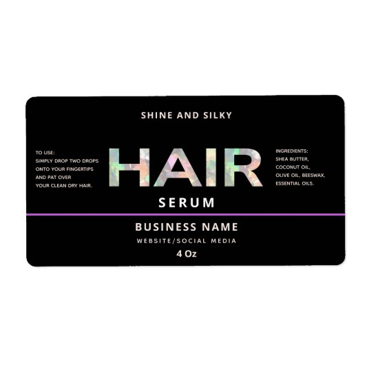 Modernes, schlichtes Haar-Serumlabel (Vorne)