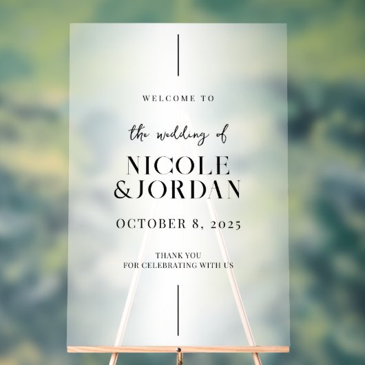 Modernes, schlichtes Hochzeitswillkommen Acrylschild (Neutral)