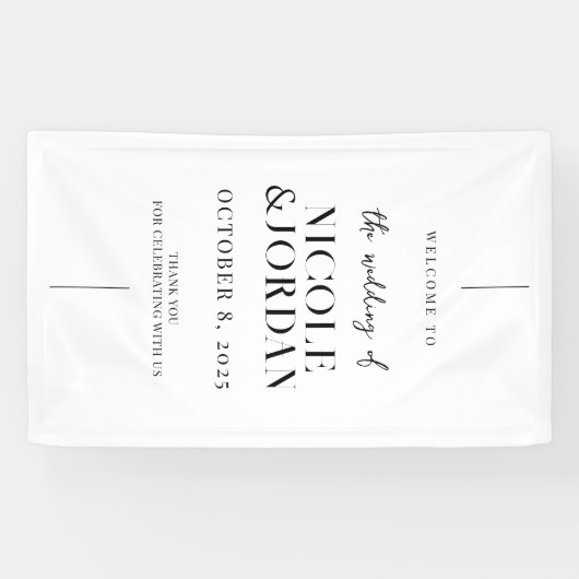 Modernes, schlichtes Hochzeitswillkommen Banner (Horizontal)