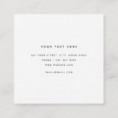 Modernes schlichtes klassisches Weiß Quadratische Visitenkarte (Rückseite)