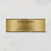 Modernes, schlichtes Metallisches Gold und Schwarz Mini Visitenkarte (Rückseite)