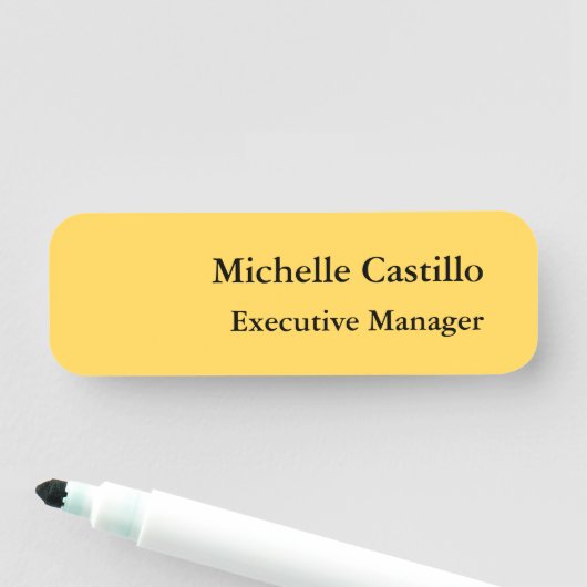 Modernes, Schlichtes, Minimalistisches Gelb Namensschild (Beispiel)