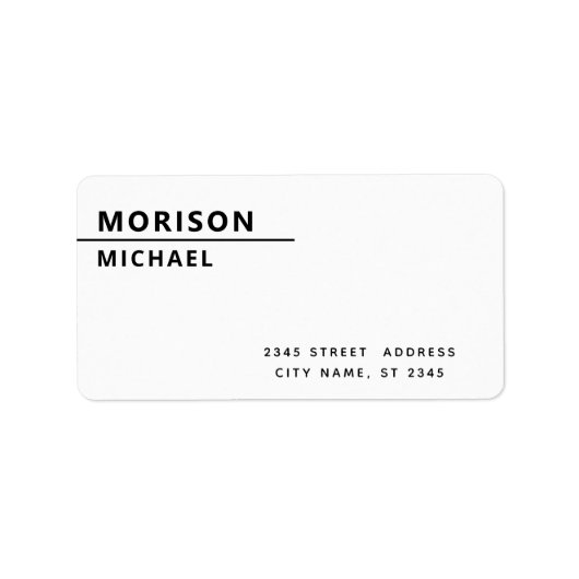 Modernes, schlichtes minimalistisches Schwarz-weiß Adressaufkleber (Vorne)