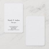 Modernes, schlichtes, minimalistisches Weiß Visitenkarte (Vorne/Hinten)