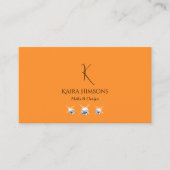 Modernes Schlichtes Orange mit Monogram QR Code &  Visitenkarte (Vorderseite)