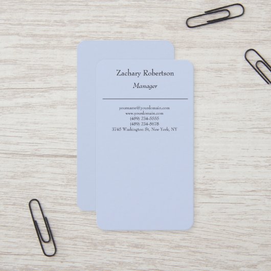 Modernes, schlichtes, schlicht-minimalistisches Bl Visitenkarte (Vorderseite/Rückseite Beispiel)