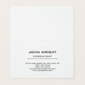 Modernes Schlichtes, schlichtes Weiß attraktiv Sti Visitenkarten (Außenseite Aufgefaltet)