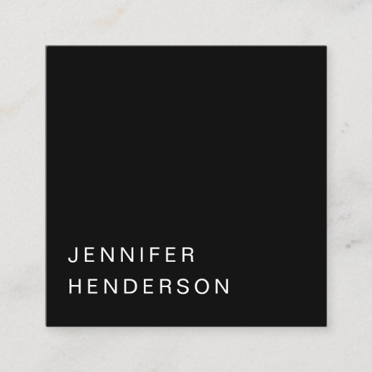 Modernes, schlichtes Schwarz-beruflich Quadratische Visitenkarte (Vorderseite)