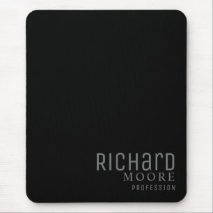 modernes, schlichtes Schwarz mit Monogramm Mousepad