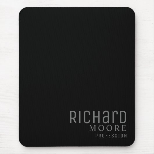 modernes, schlichtes Schwarz mit Monogramm Mousepad (Vorne)